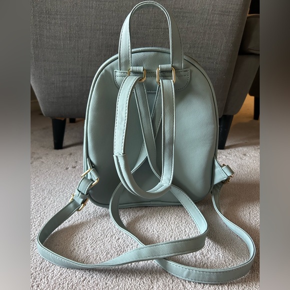 NWOT Backpack Purse. Light blue with leopard print lining. - Picture 3 of 4